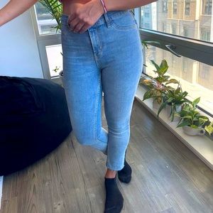 High rise skinny washed jeans
